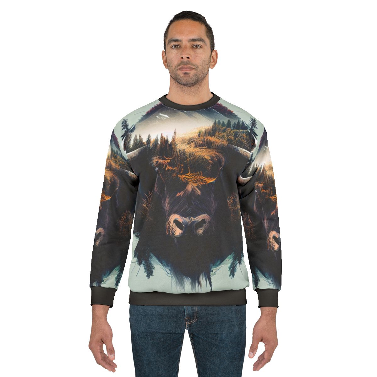 Bison sweatshirt featuring a nature-inspired design
