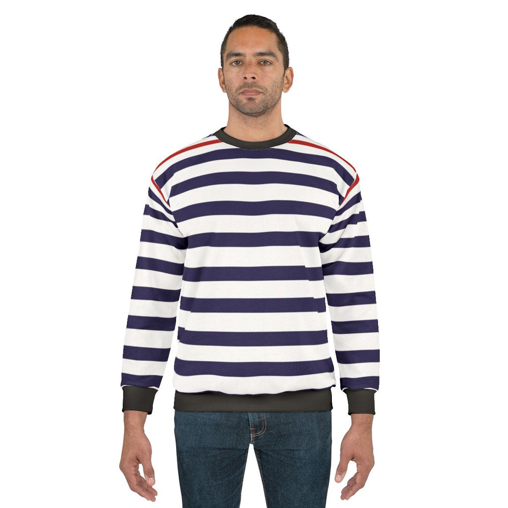 Nautical navy blue striped minimalist sweatshirt