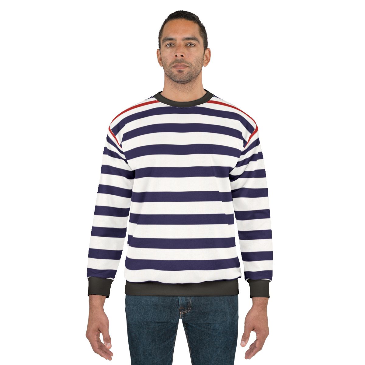 Nautical navy blue striped minimalist sweatshirt