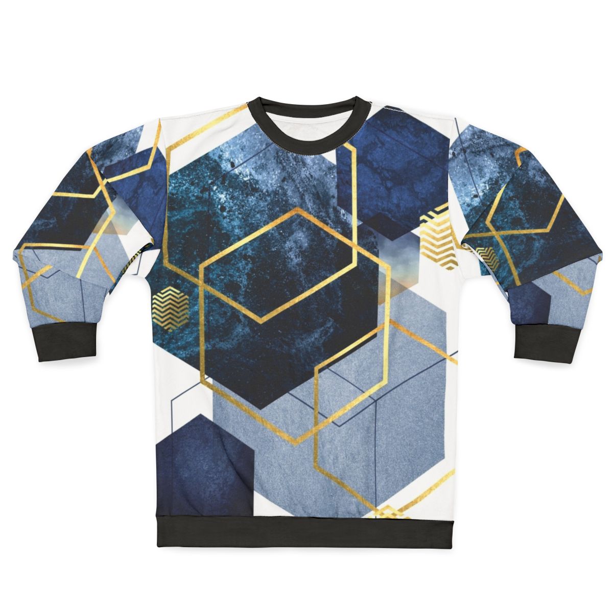 Navy and gold geometric abstract design sweatshirt
