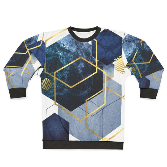 Navy and gold geometric abstract design sweatshirt