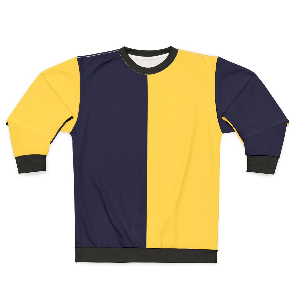 Navy blue and mustard yellow colorblock sweatshirt