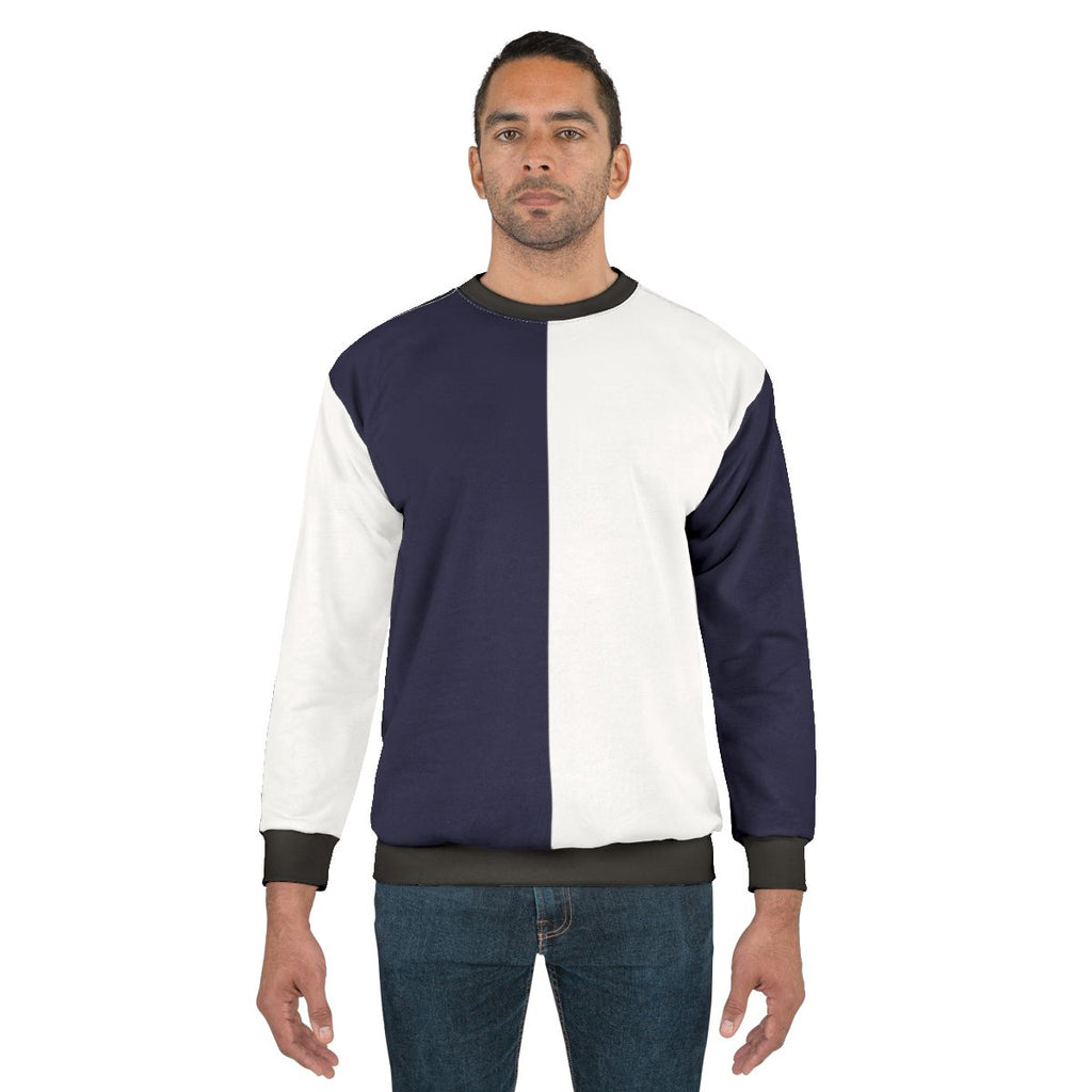 Navy blue and white bicolor sweatshirt