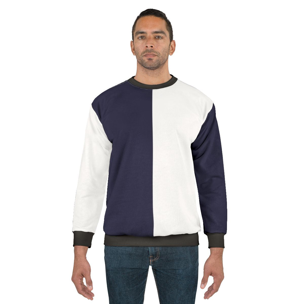 Navy blue and white bicolor sweatshirt