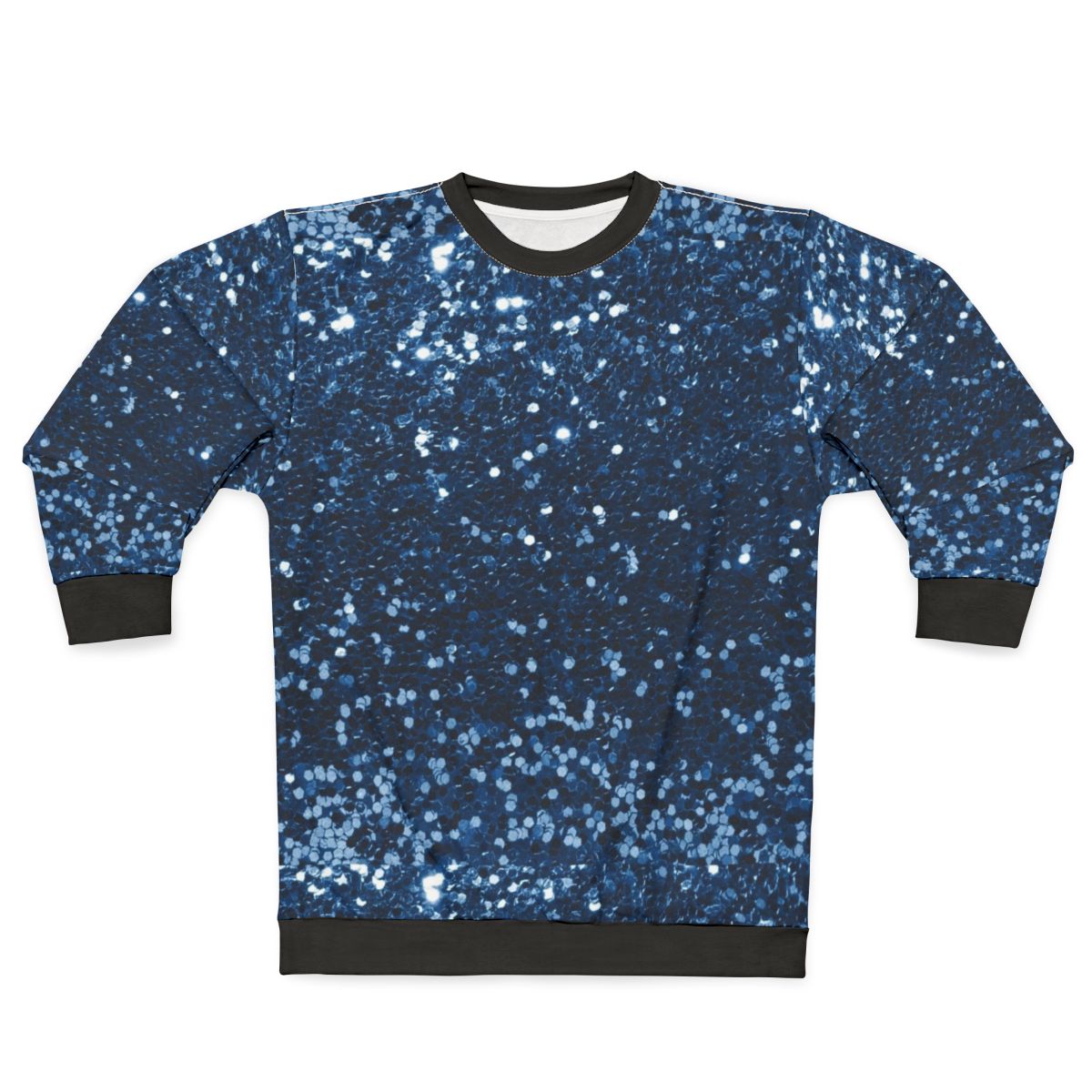 Navy Blue Glitter Simulated Look Sweatshirt