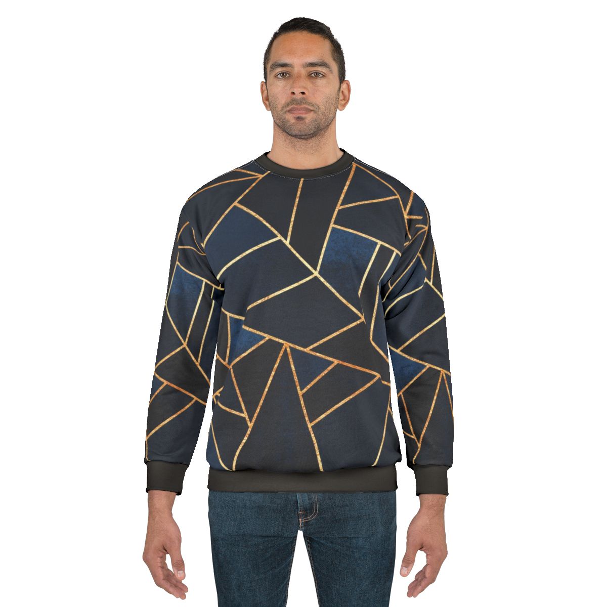 Navy blue abstract geometric pattern sweatshirt
