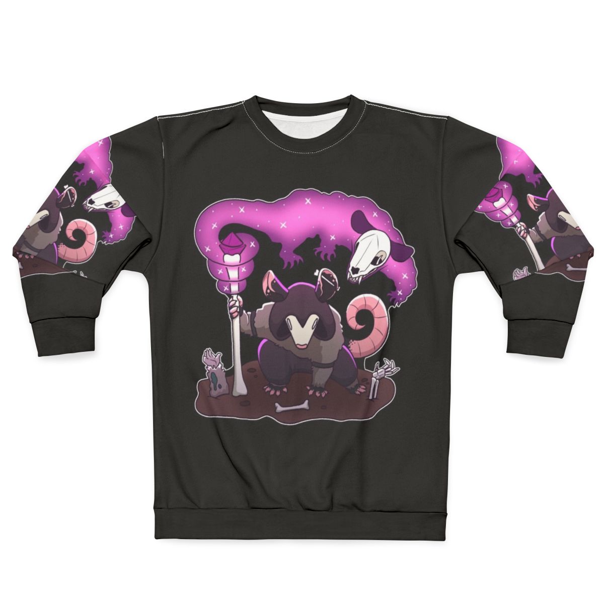 Necromancer Opossum Dark Fantasy Goth Sweatshirt