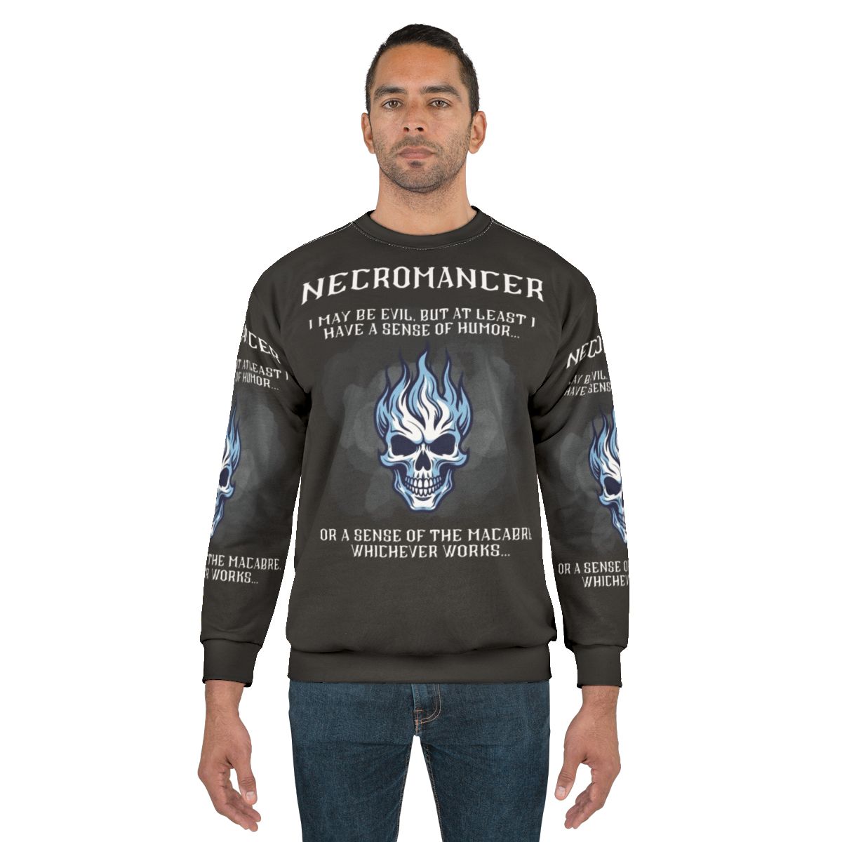 Necromancer Sweatshirt with Dark Fantasy Graphic