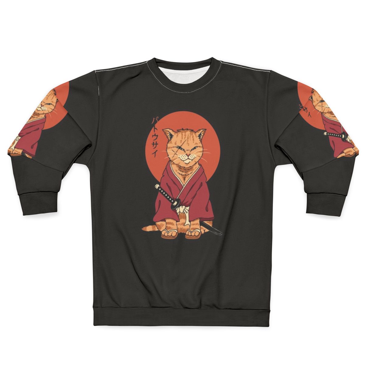 Neko Battousai Anime Samurai Sweatshirt with Japanese Art and Ukiyo-e Design