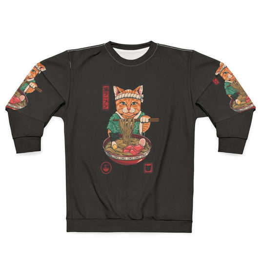 Neko Ramen Sweatshirt featuring a cat design with a ramen bowl