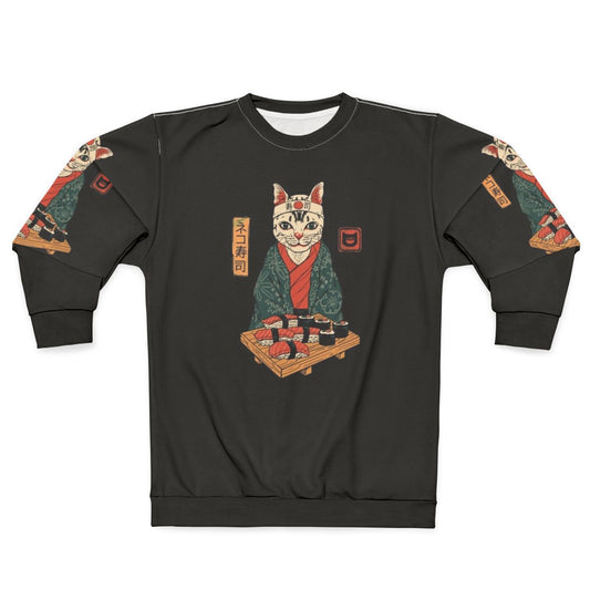 Neko Sushi Bar Sweatshirt featuring a cute cat with sushi elements