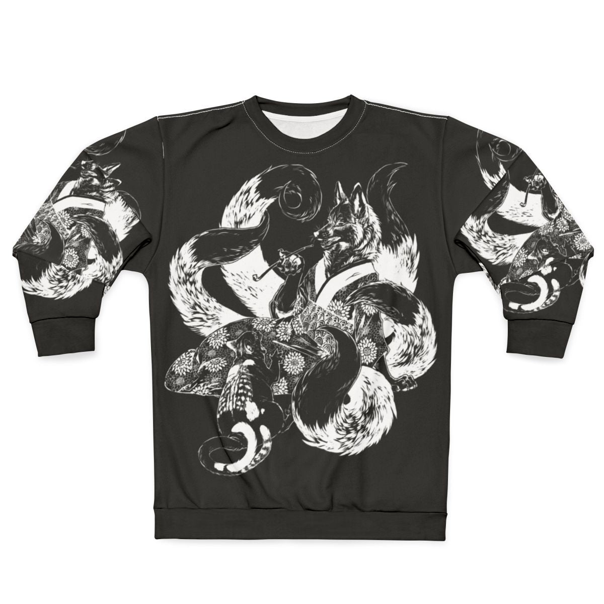 Anime nekomata and kitsune inverted sweatshirt