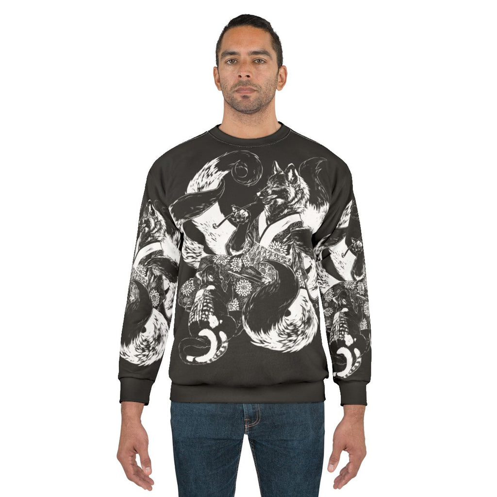 Anime nekomata and kitsune inverted sweatshirt