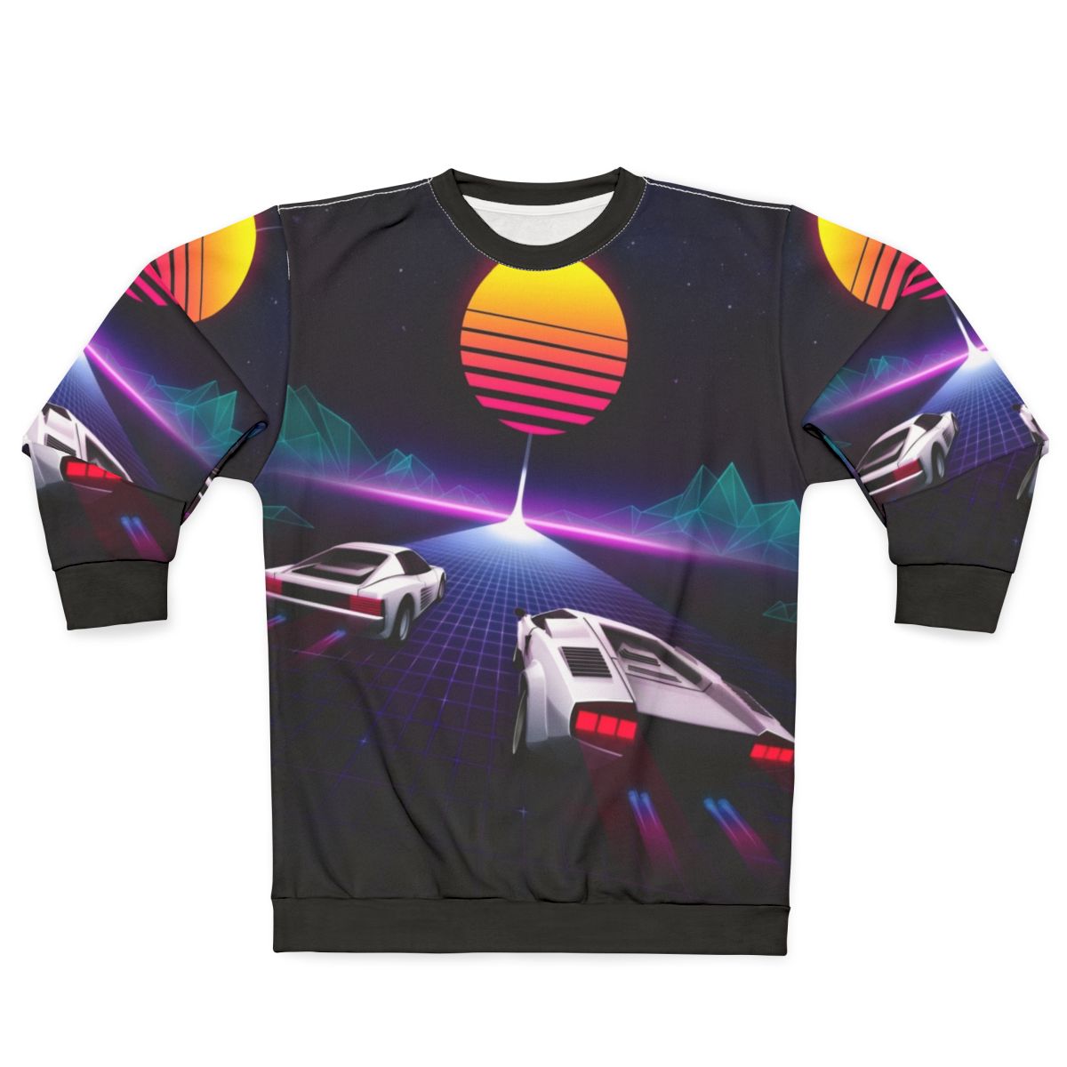 Neon Skyway Retro 80s Sweatshirt with Pop Art Racing Design