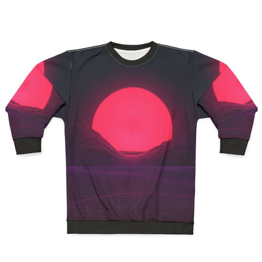 Neon Sunset Sweatshirt with Synthwave and Vaporwave Inspired Retro 80s Design