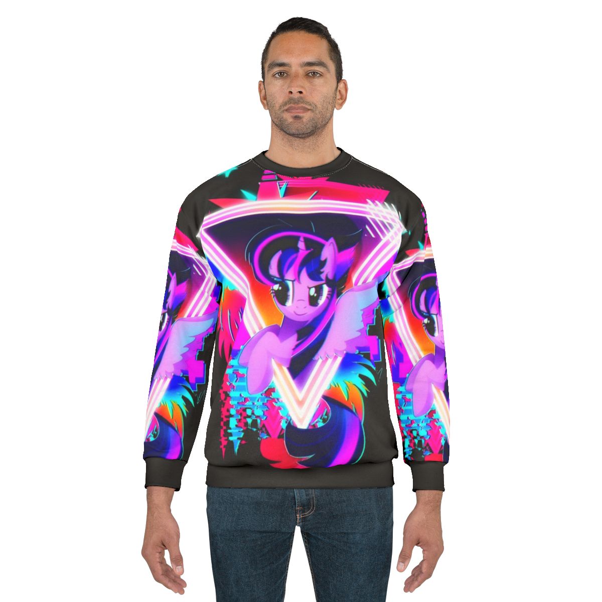 Neon Twilight Sparkle Sweatshirt with Retro 80s Vaporwave Aesthetic