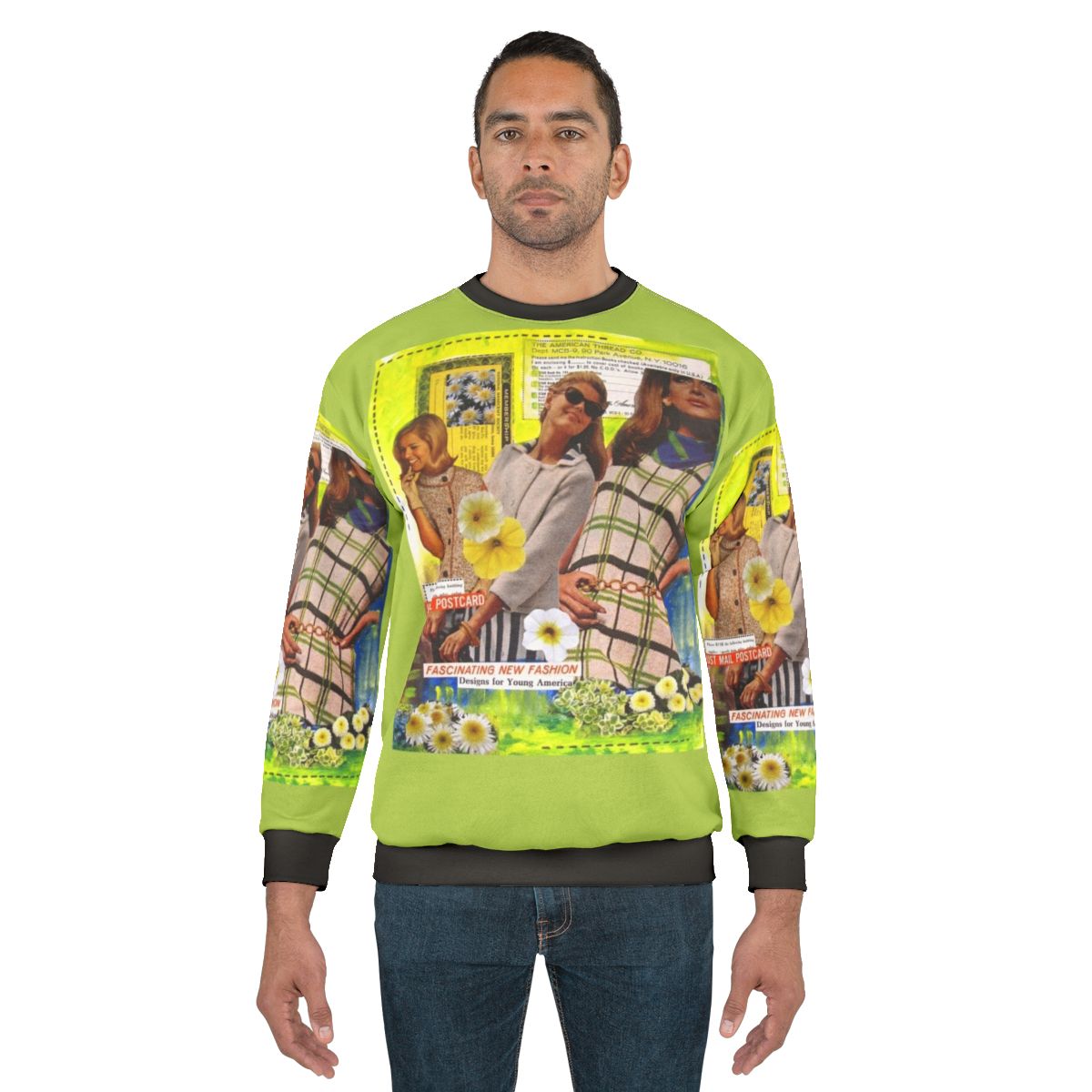 Vintage collage fashion sweatshirt for women