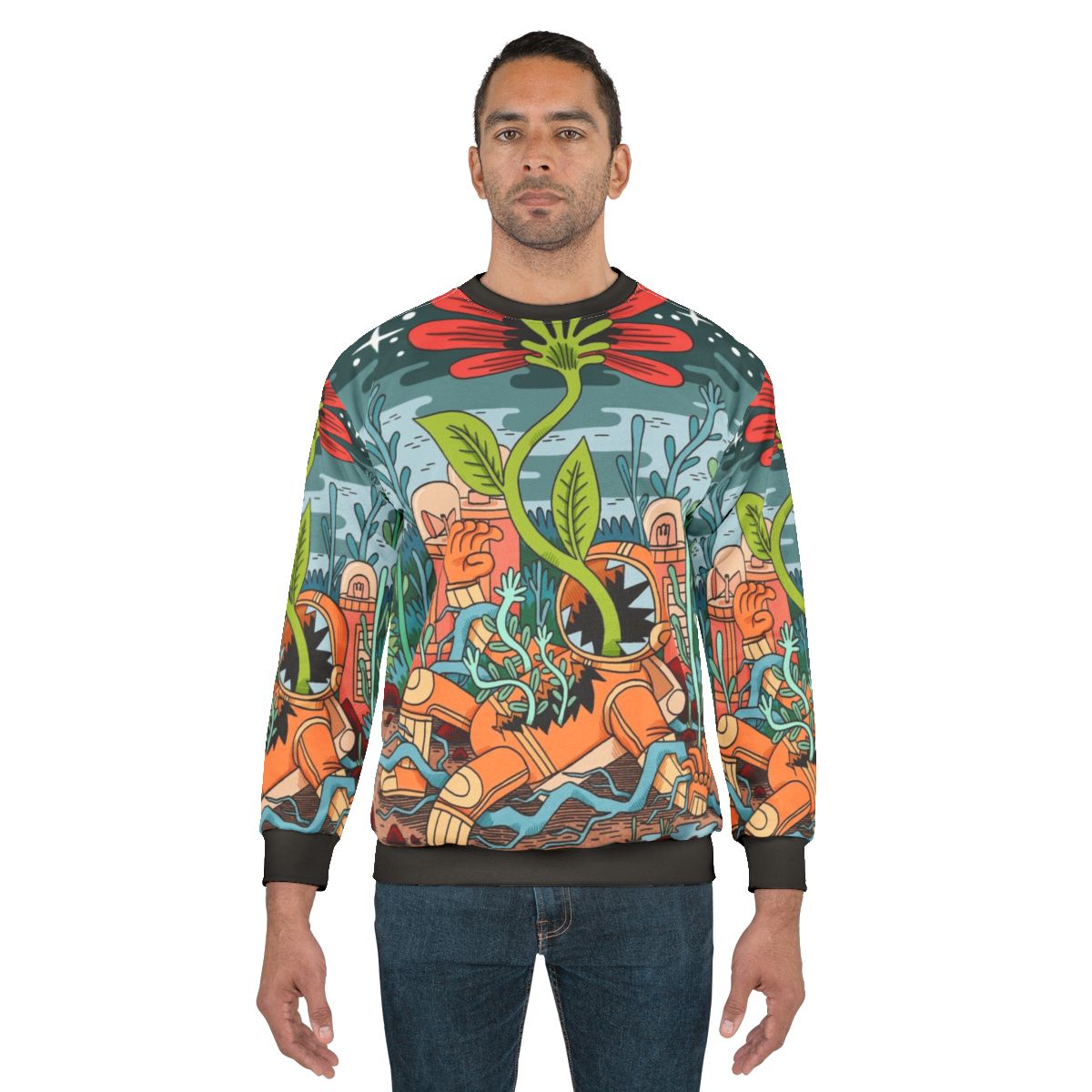 Cosmic Growth Sweatshirt featuring an astronaut in outer space