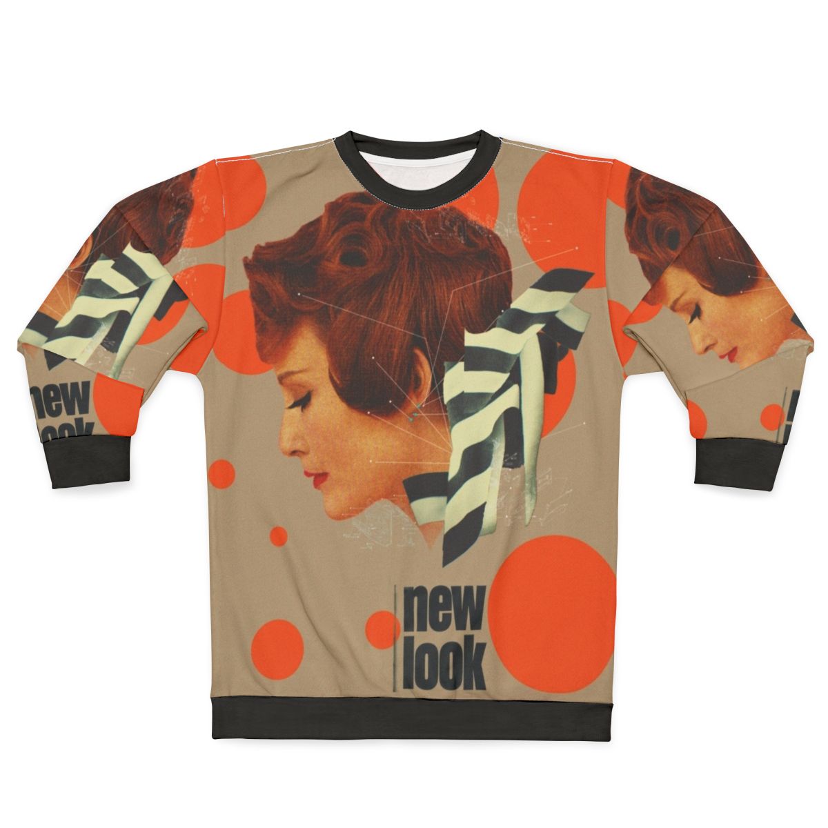 Retro geometric sweatshirt with orange, black and white colors
