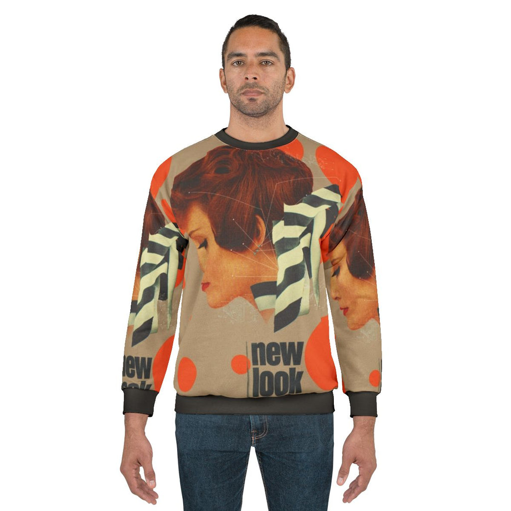 Retro geometric sweatshirt with orange, black and white colors