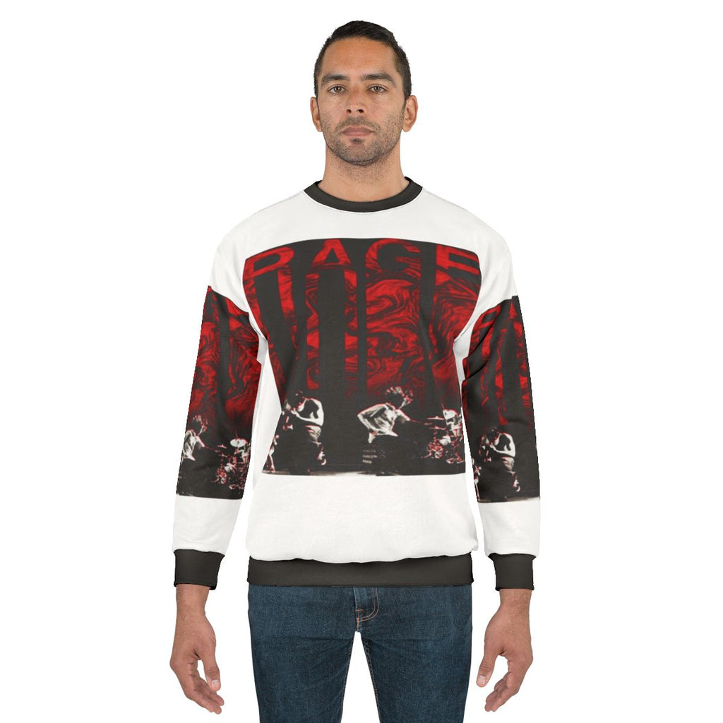 Musician sweatshirt with Rage Against the Machine inspired design