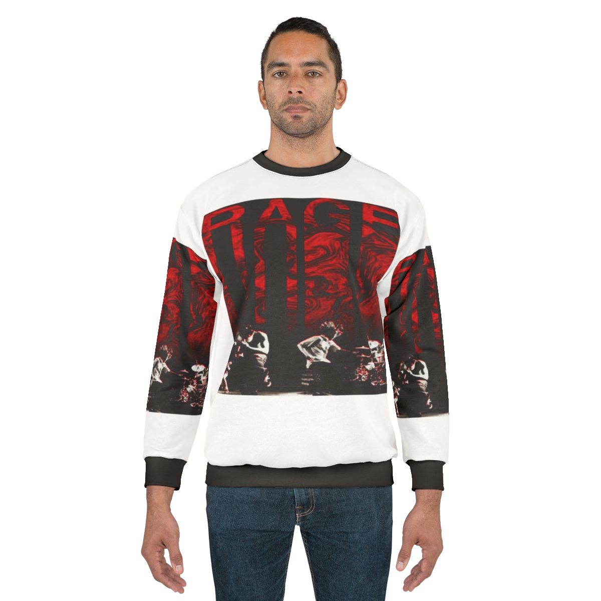 Musician sweatshirt with Rage Against the Machine inspired design