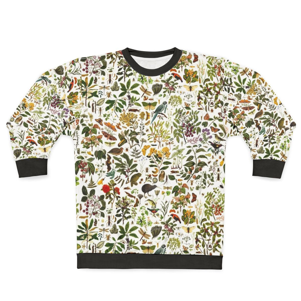 New Zealand Biology Sweatshirt featuring a repeating pattern of nature elements