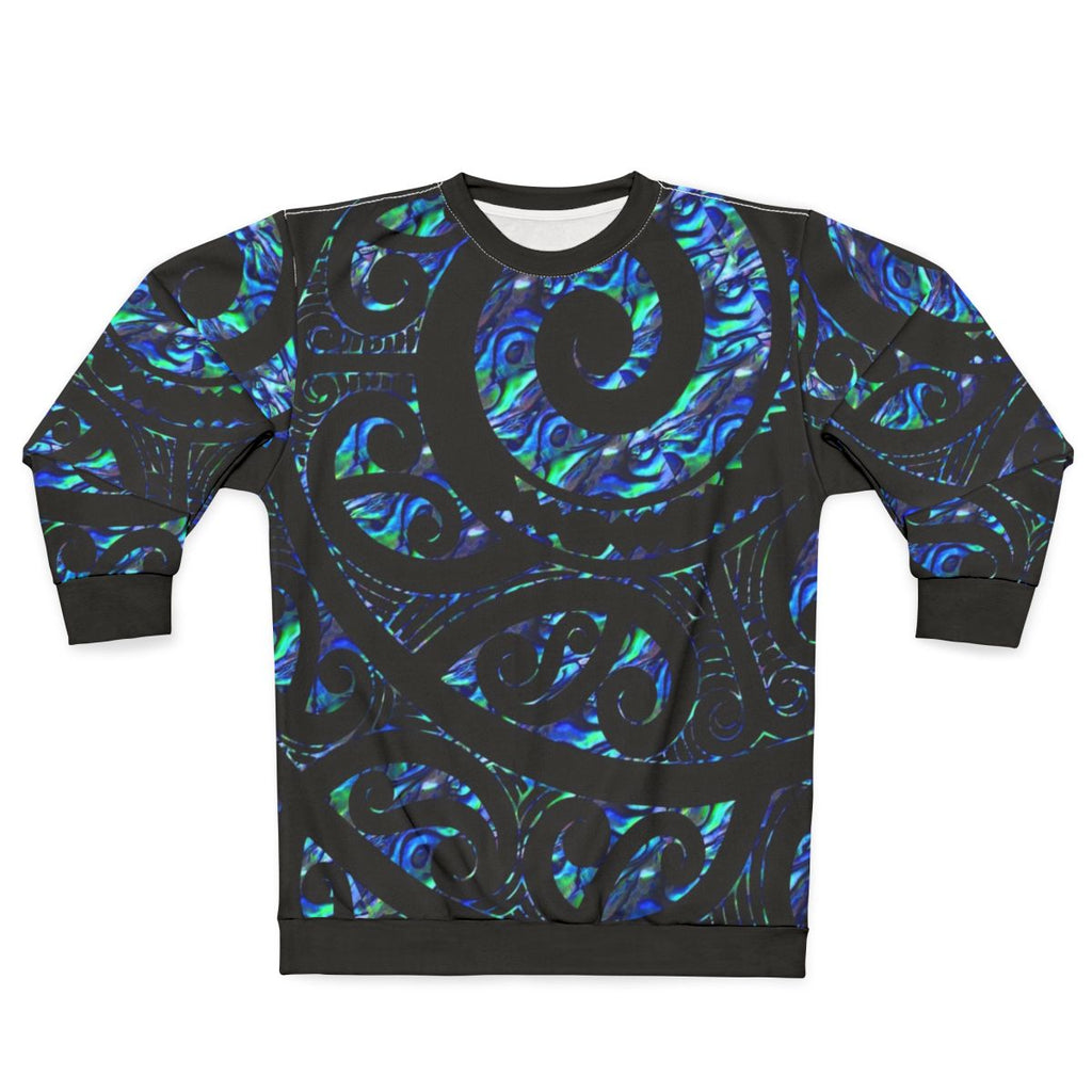 New Zealand Maori Paua Tattoo Koru Design Sweatshirt