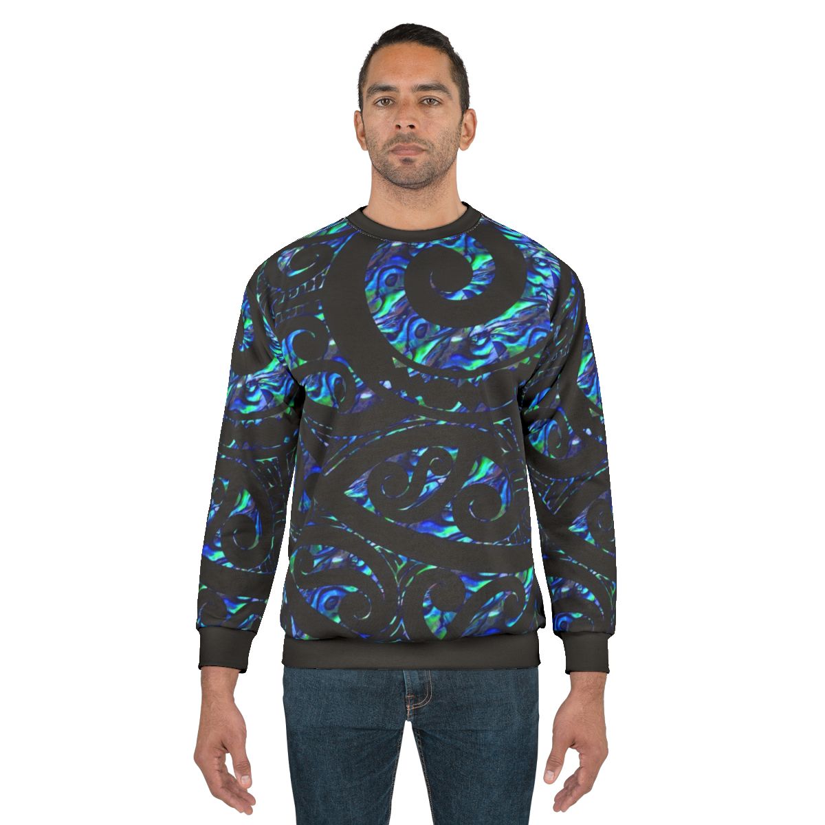 New Zealand Maori Paua Tattoo Koru Design Sweatshirt