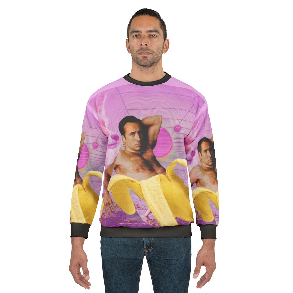 Nicholas Cage Banana Vaporwave Sweatshirt