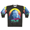 Nicolas Cage sweatshirt with 80s vaporwave and synthwave design