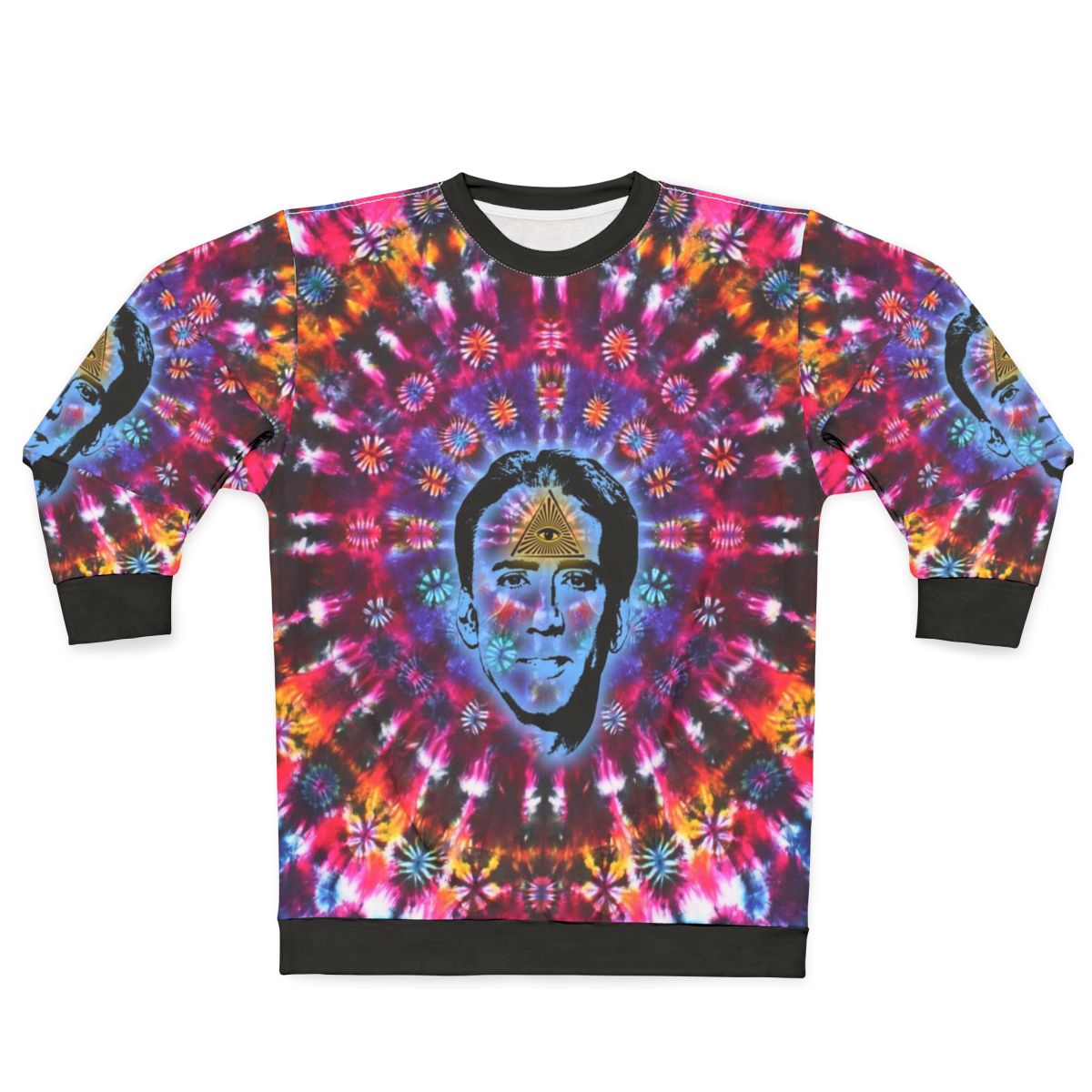 Nicolas Cage tie-dye Shambhala inspired sweatshirt