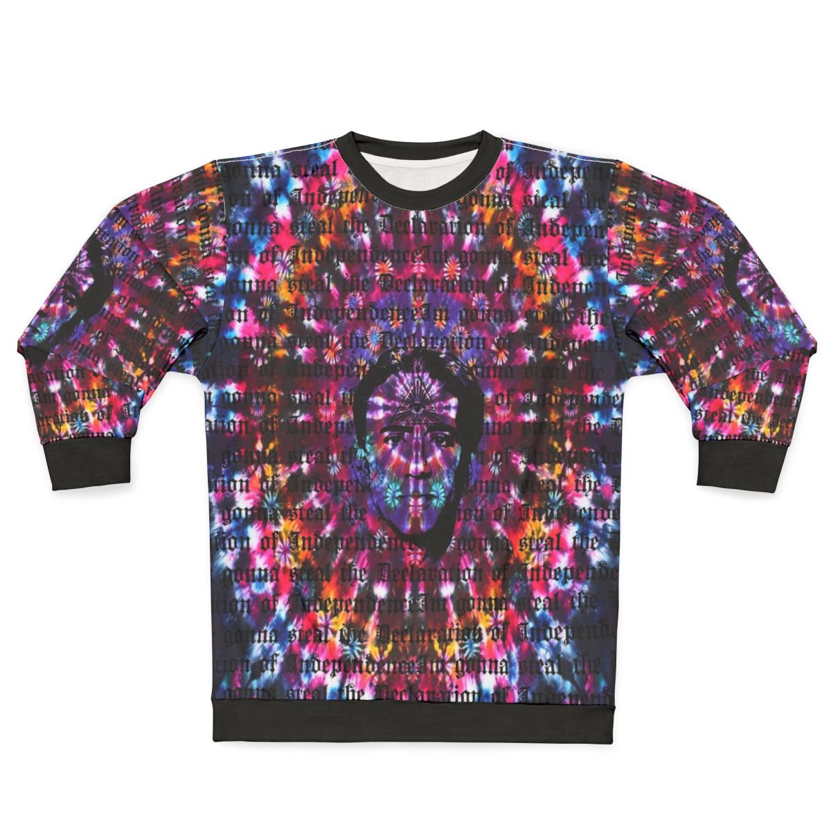 Nicolas Cage tie dye sweatshirt with Shambhala music festival design