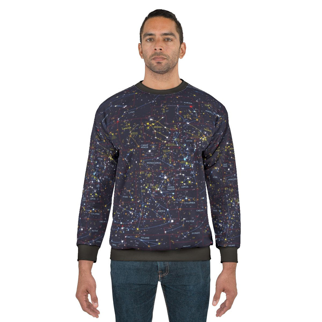 Night Constellations Sweatshirt with Starry Sky Graphic Design