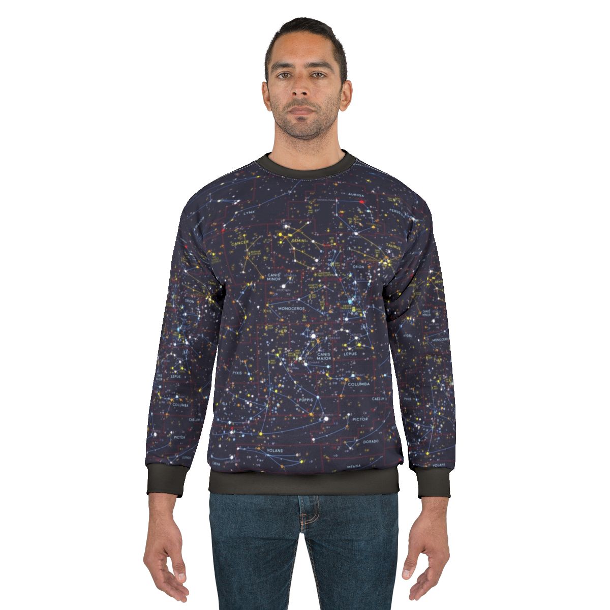 Night Constellations Sweatshirt with Starry Sky Graphic Design