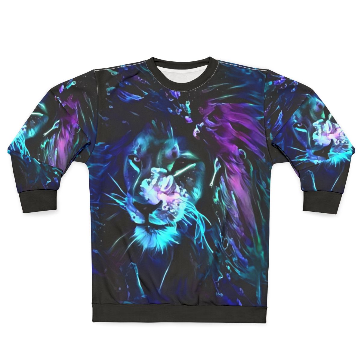 Neon lion cyber aesthetic blacklight glow sweatshirt