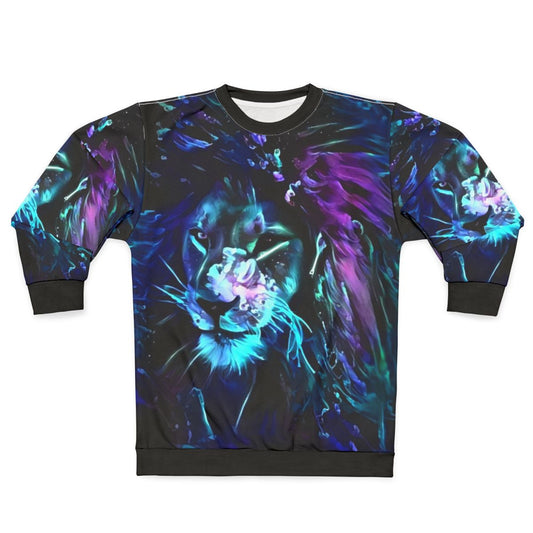 Neon lion cyber aesthetic blacklight glow sweatshirt