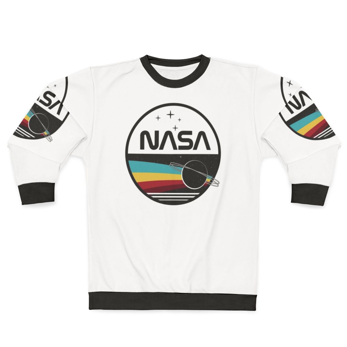 Retro NASA Night Sky Sweatshirt featuring NASA logo and space elements
