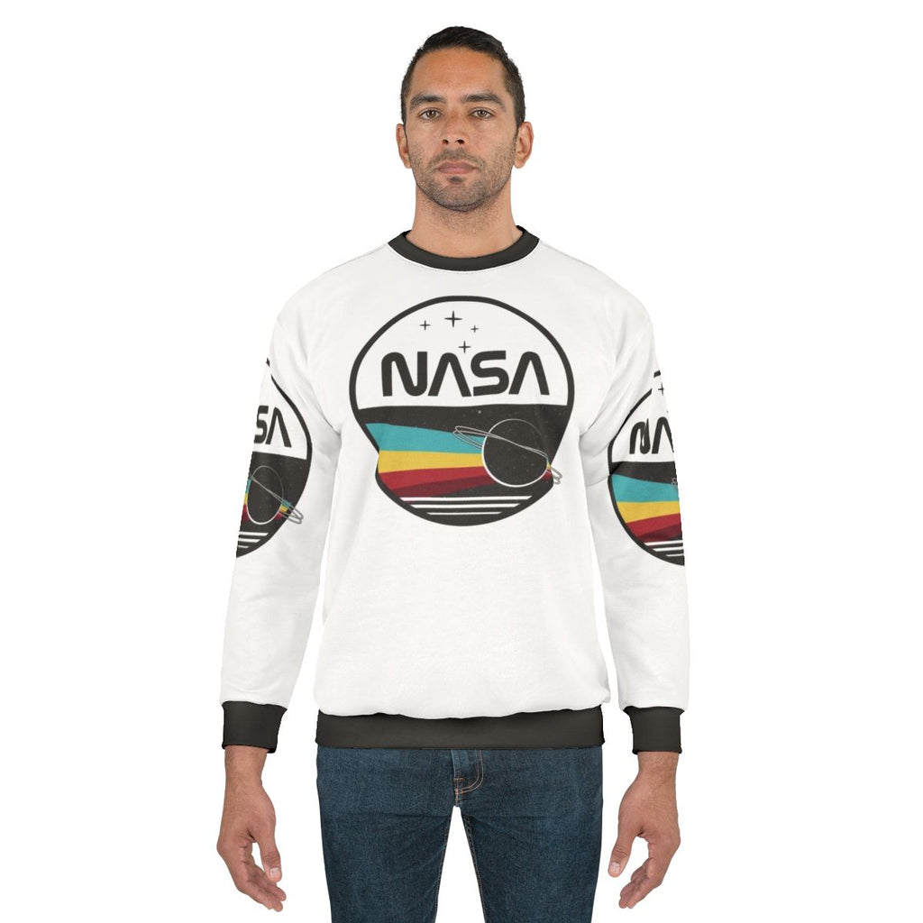 Retro NASA Night Sky Sweatshirt featuring NASA logo and space elements