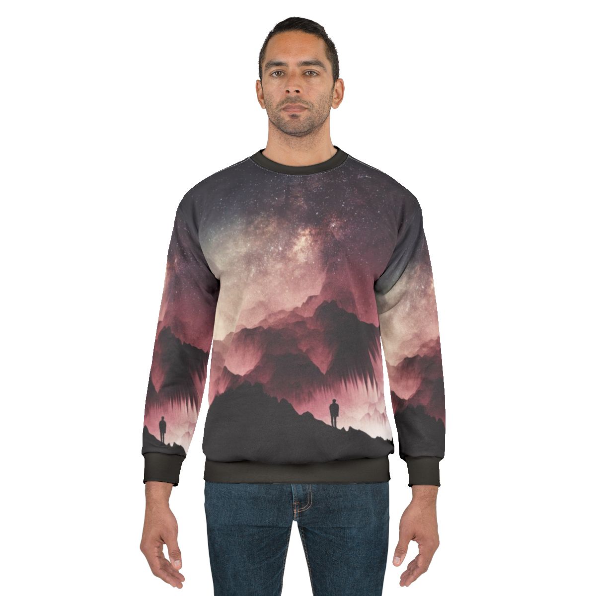 Cosmic Night Sweatshirt with Surreal Galaxy and Starry Sky Design