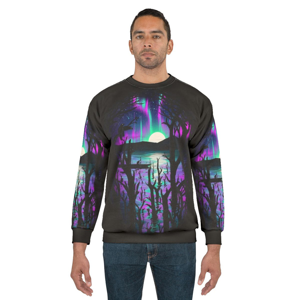 Enchanting aurora sweatshirt with a stunning design of the northern lights