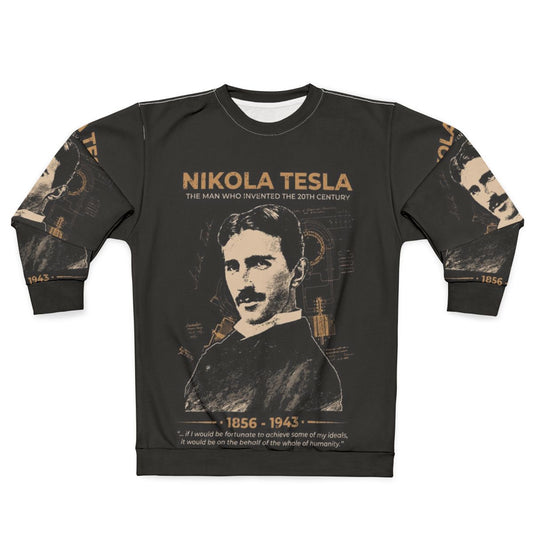 Nikola Tesla Sweatshirt featuring a pop art design of the famous Serbian engineer and inventor