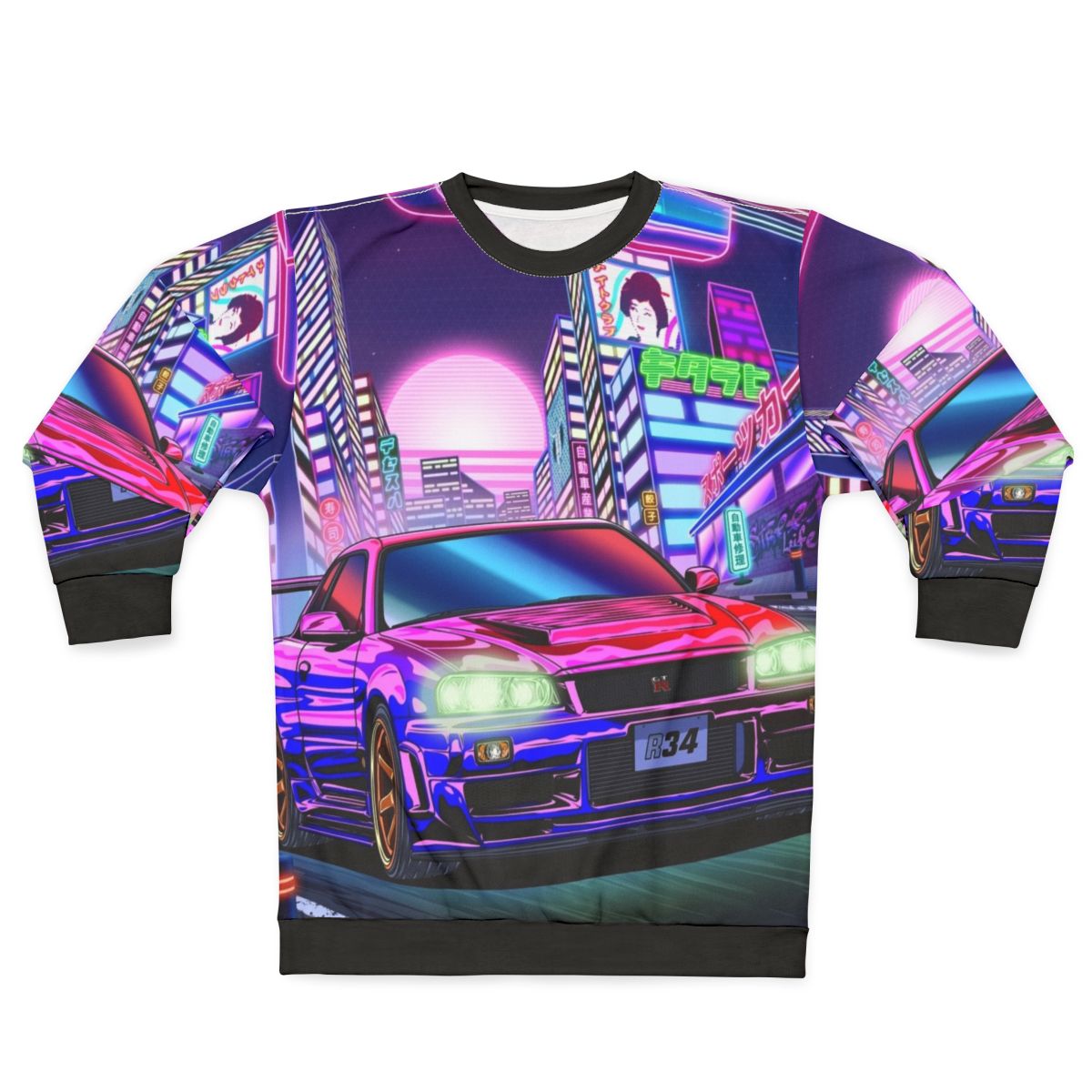 Nissan Skyline GTR R34 vaporwave style sweatshirt