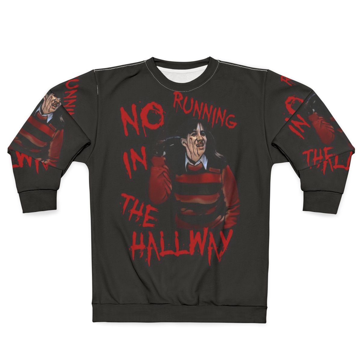 "No Running In The Hallway" Freddy Krueger 80s Horror Sweatshirt