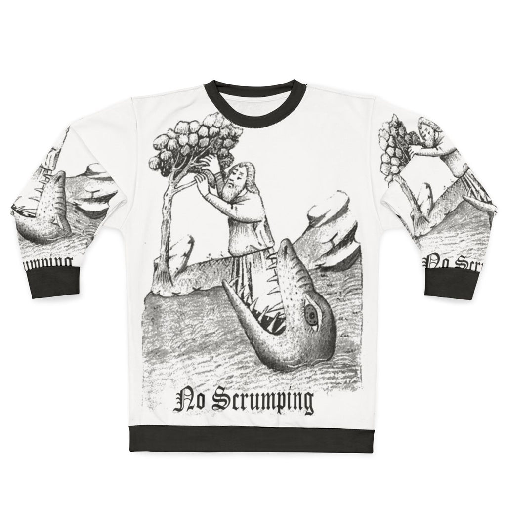 Funny medieval woodcut monster lurking sweatshirt