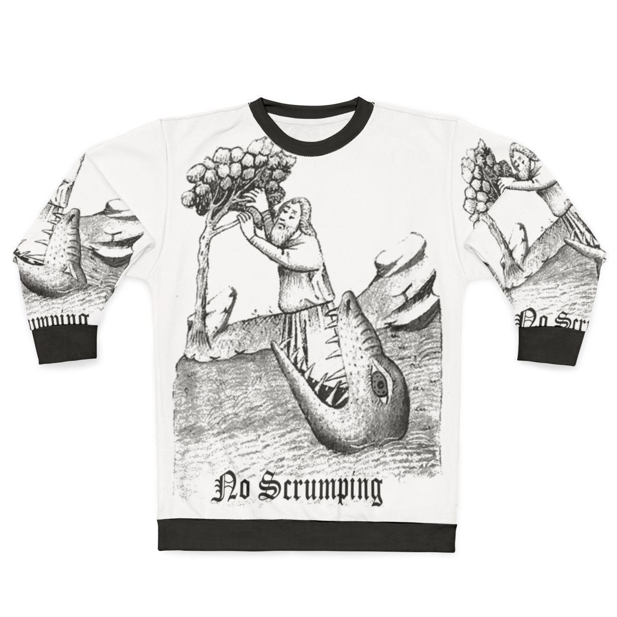 Funny medieval woodcut monster lurking sweatshirt