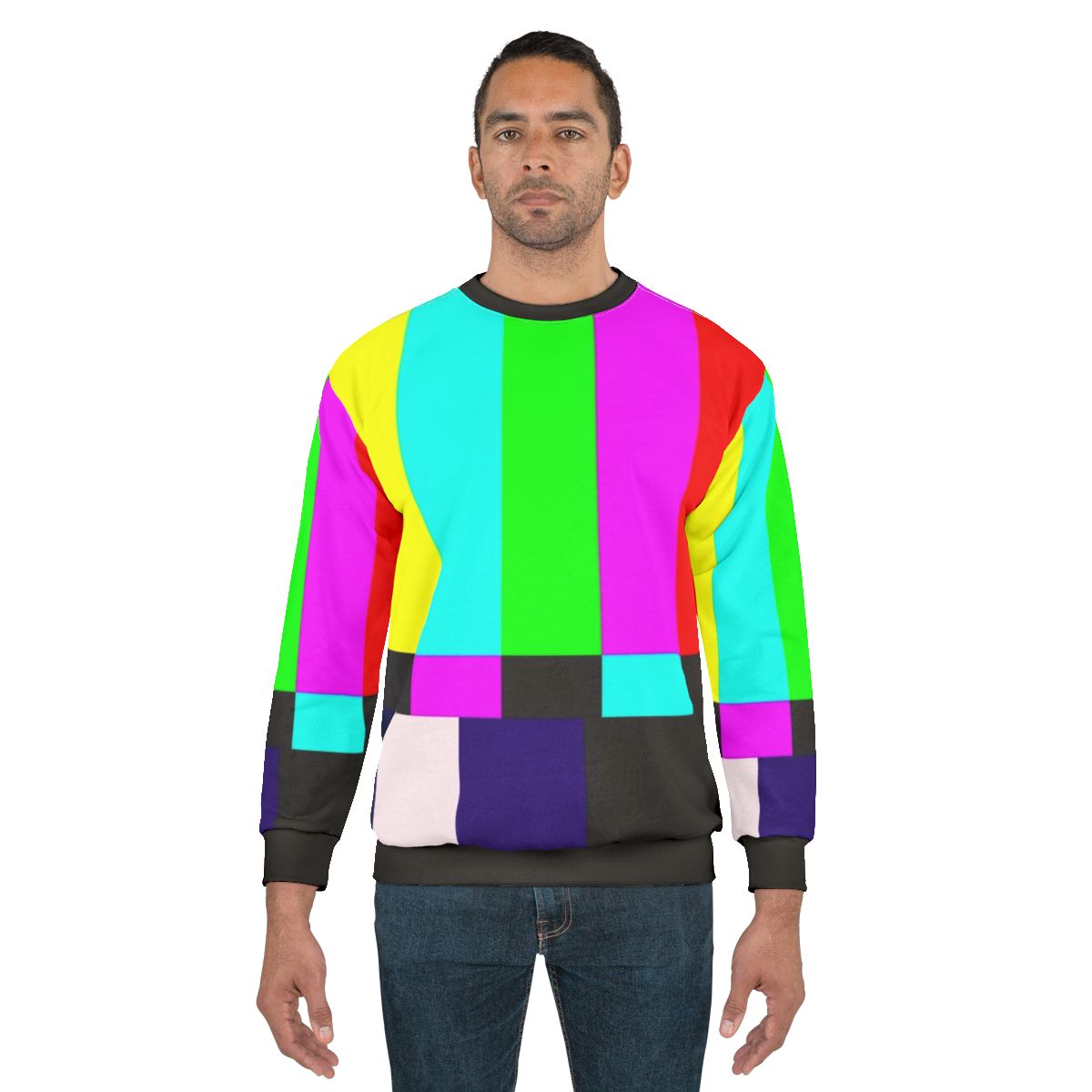 Retro no signal TV art print sweatshirt