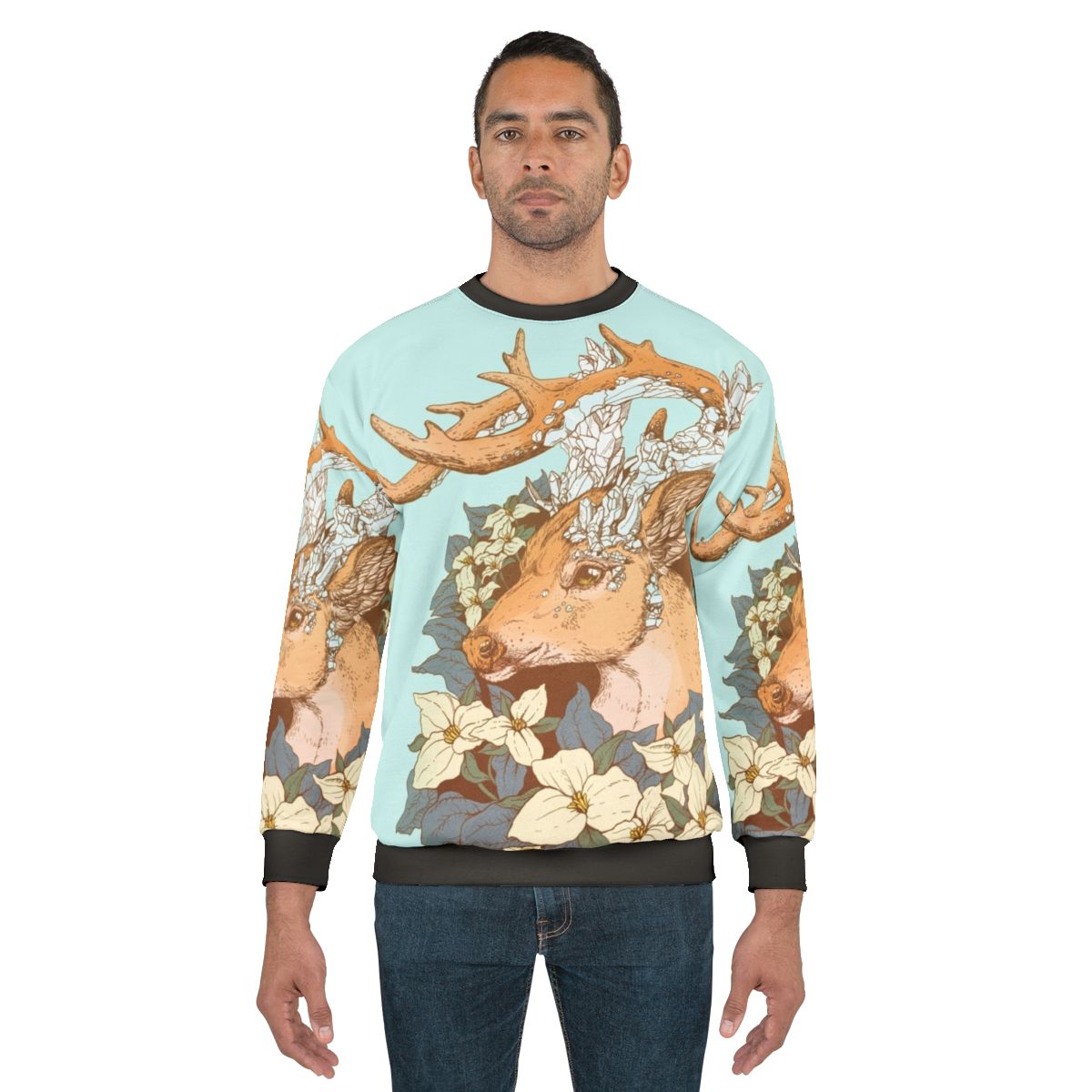 Non-typical blue quartz buck sweatshirt featuring antler design