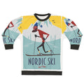 Nordic ski poster printed on a cozy sweatshirt