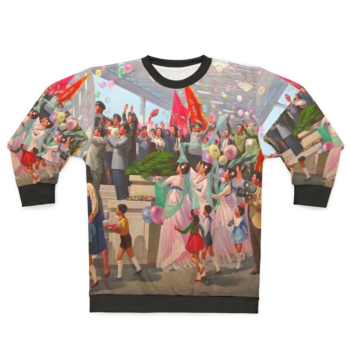 North Korean Propaganda Sweatshirt with Colorful Design
